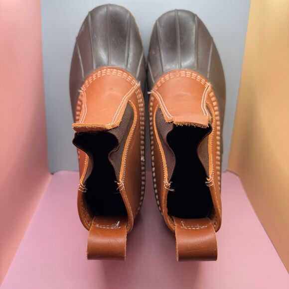 L.L. Bean Duck Boots Leather Waterproof and Rubber Size 8.5 (Bx 22) - Picture 2 of 8